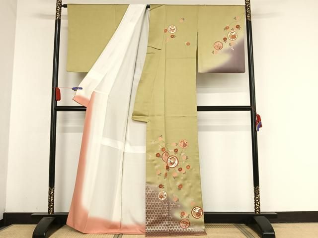 平和屋着物○訪問着 花蝶丸文 金彩 正絹 逸品 AABB1393np 平和屋着物