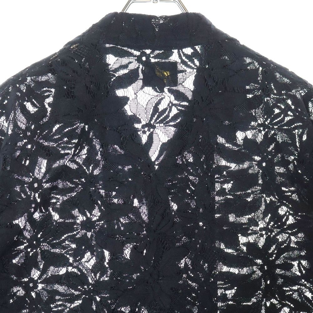 ニードルス　レース柄 半袖シャツ 黒 Needles (ニードルス) Cabana Shirt レース半袖シャツ ブラック