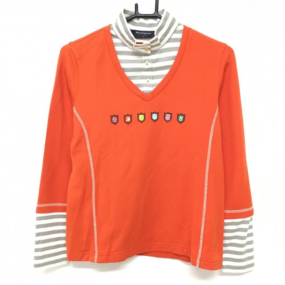 マンシングウエア MUNSINGWEAR/長袖ハイネックボーダーシャツ LL