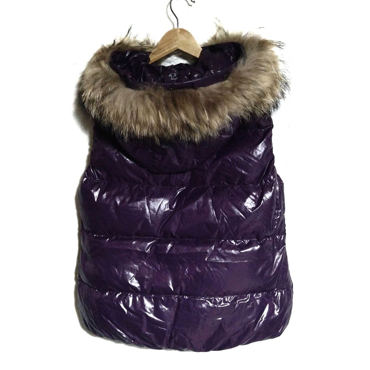 DUVETICA デュベティカ ダウンベスト サイズ46 L レディース Goccia ゴッチャ パープル ファー取り外し可 ジップアップ 秋 冬