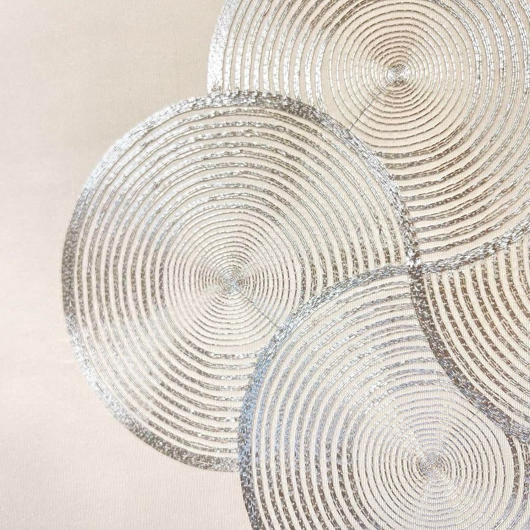 付け帯 作り帯 銀駒刺繍 円弧模様 丸 白地 着物 082a d