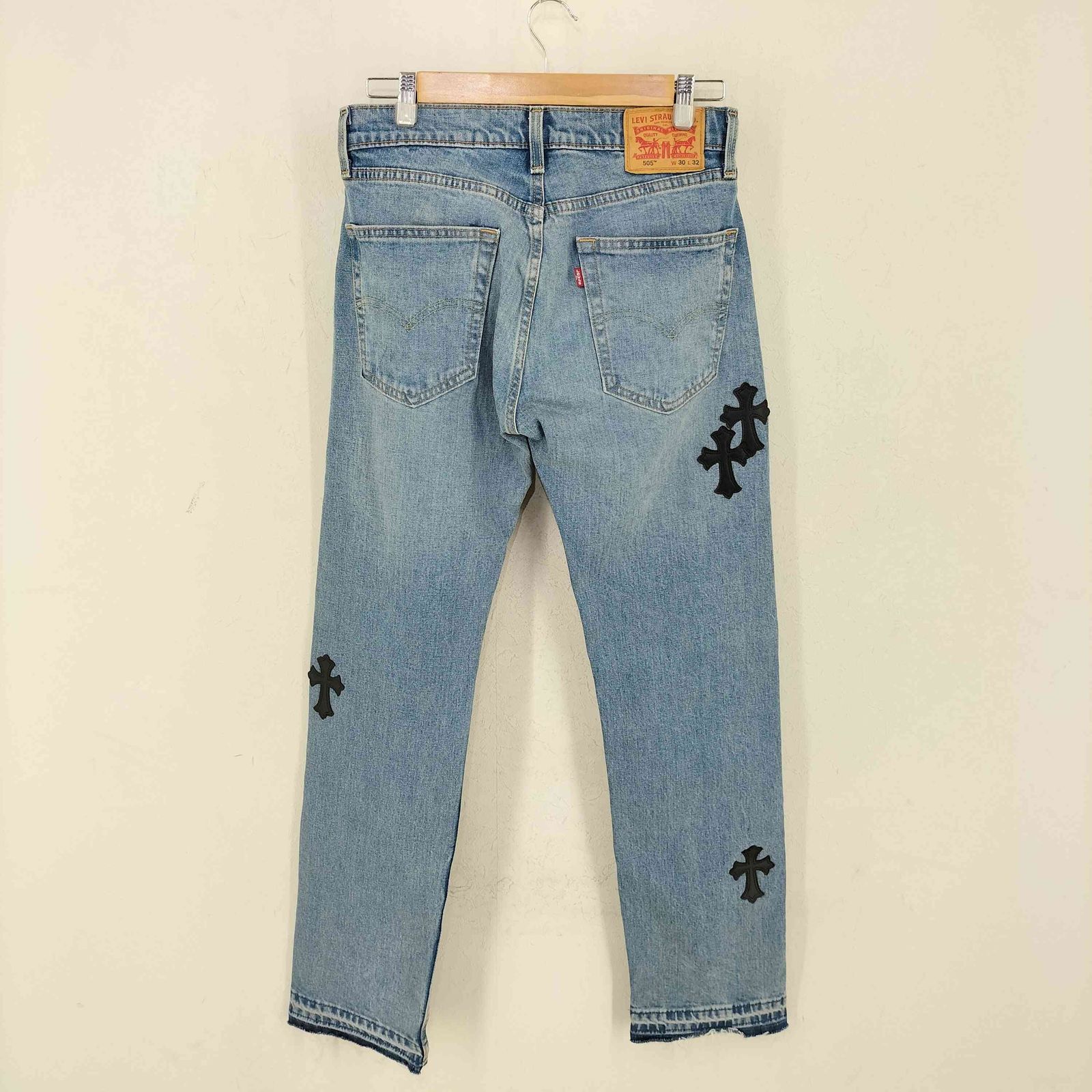 90's LEVI'S 505 クロスパッチ付きカスタム リーバイス ADVANCE CROSS PATCH CUSTOM LEVI'S 505 REGULAR FIT JEANS (LT
