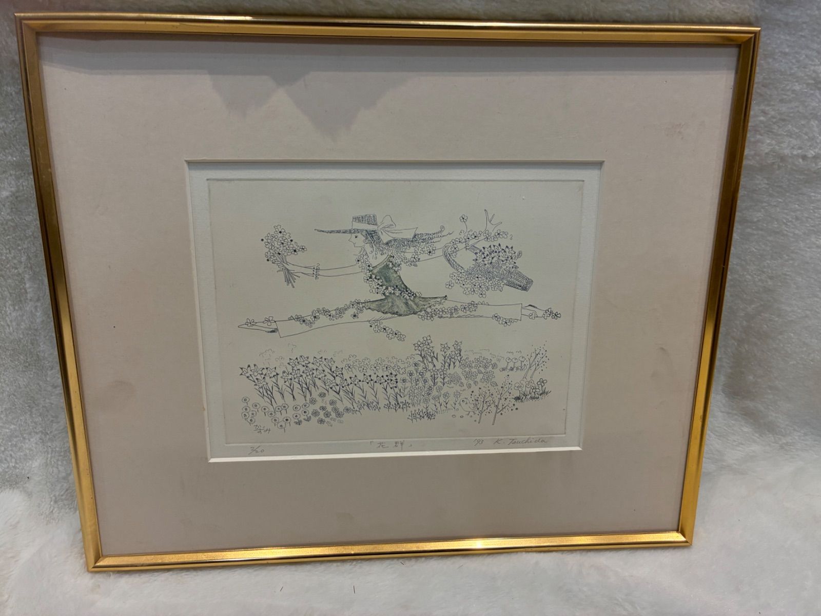 20枚 花群 銅版画 K.Touchida作 額裝