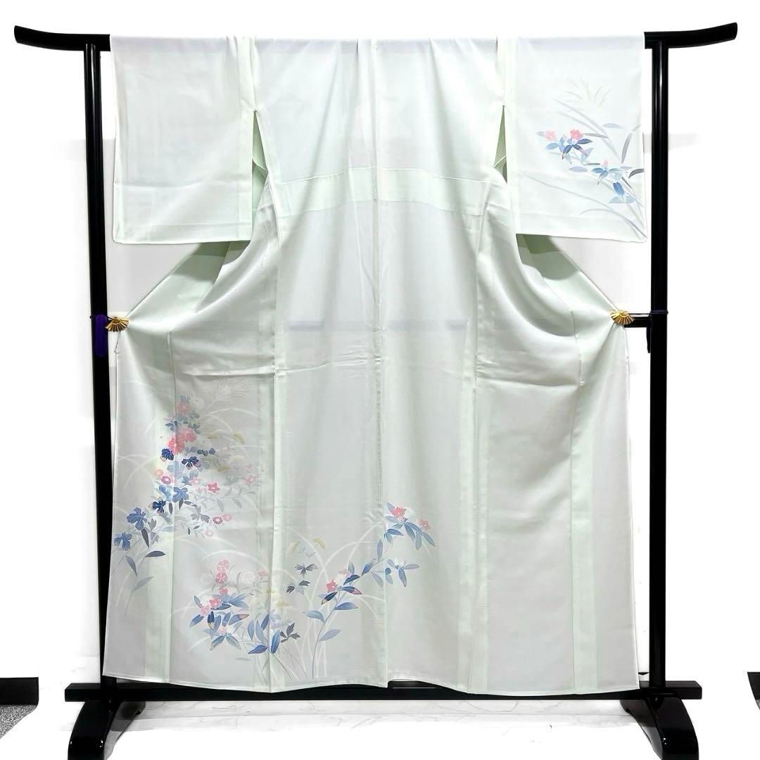 訪問着 夏用 絽 京加賀友禅 菊 桔梗 撫子 芝草 着物 042a d