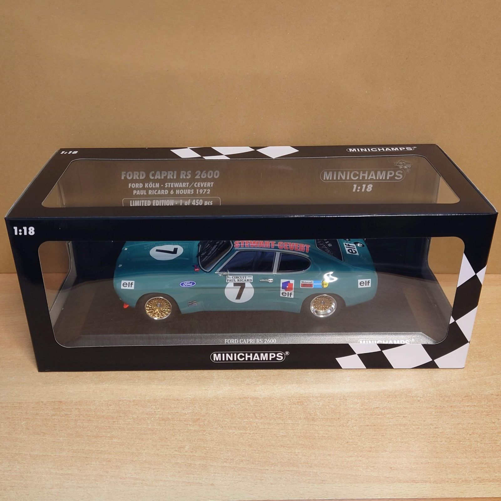 1/18 フォードRS 2600 1972 ポールリカール6H 2位 #7 J.スチュワート/F.セベール ミニチャンプス製ダイキャスト製ミニカー