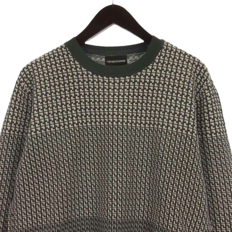 新品 エンポリオアルマーニ 総ロゴ イーグル ニット セーター グレー M EMPORIO ARMANI P5 アルマーニ ニット メンズ エンポリオ