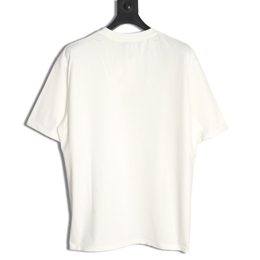 警告スローガンプリントクルーネックTシャツ半袖