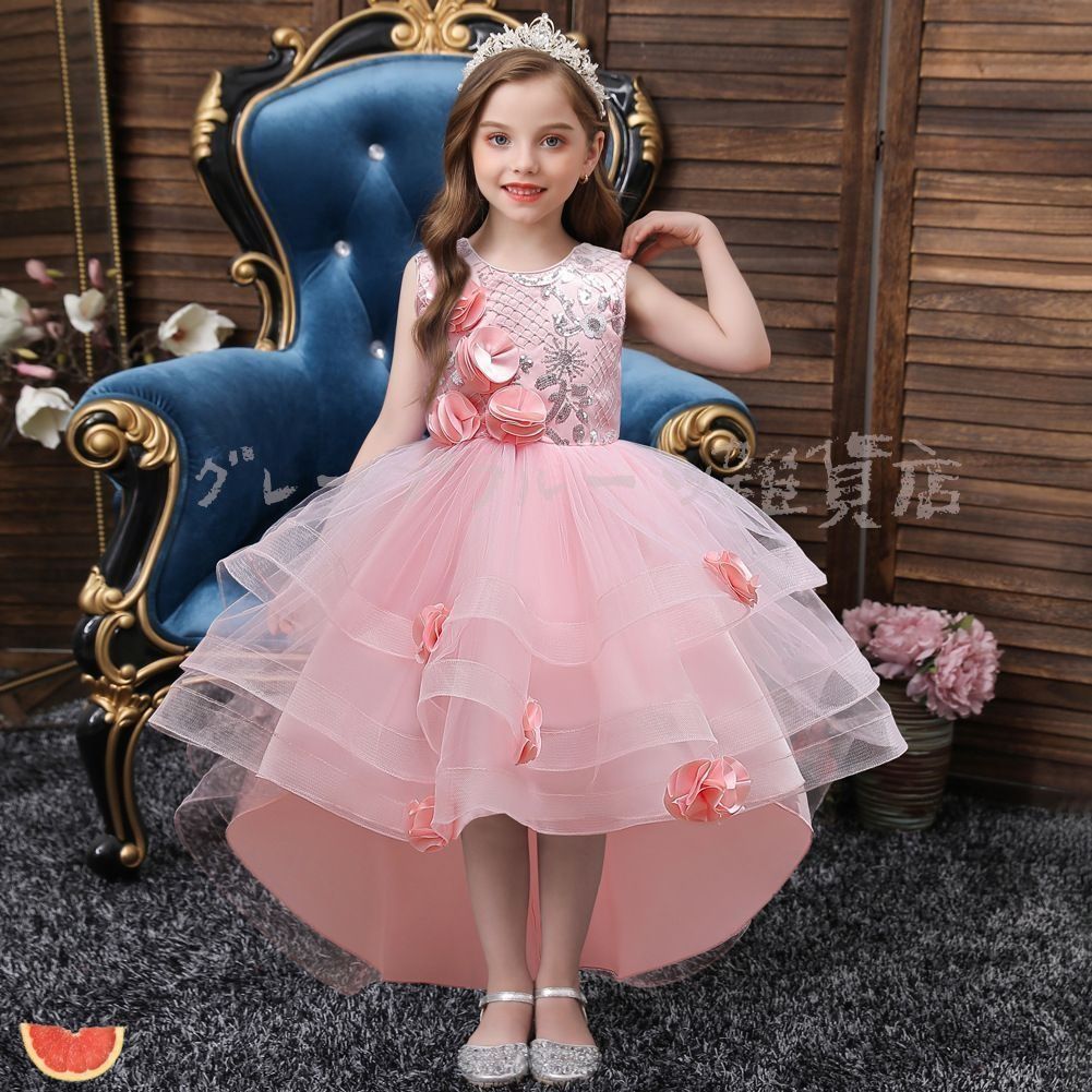 ピアノ発表会 ドレス 中学生 ワンピース ジュニアドレス 七五三 子供ドレス グレー ロング キッズドレス オフショルダー ショート丈 韓国ファッション ボリュー Lomohanaga] ピアノ発表会 ドレス ロングドレス 中学生 ワンピース