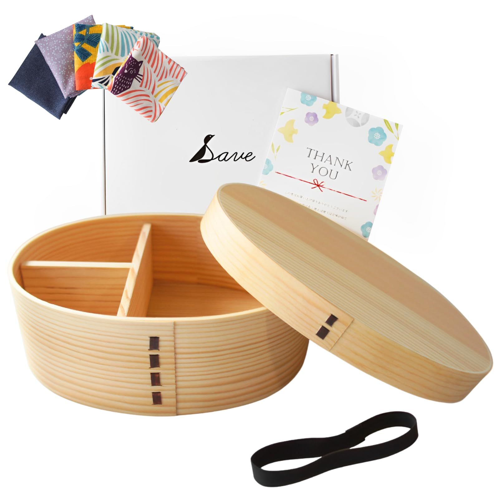 AN11 曲わっぱ 春慶塗 五客 木製漆器 蓋付弁当箱 紙箱 美品 白木 漆