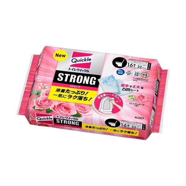 まとめ 花王トイレクイックル STRONG ローズの香り つめかえ用 1パック 16枚 8枚×2個 ×10セット