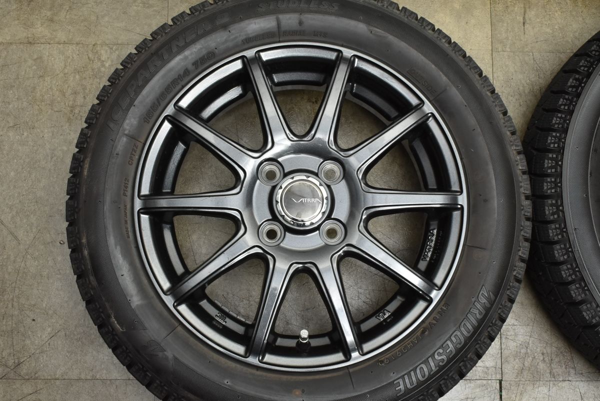 【良好品】VATRRA 14in 4.5J +45 PCD100 ブリヂストン アイスパートナー2 155/65R14 ピクシス N-BOX デイズ モコ サクラ ワゴンR タント