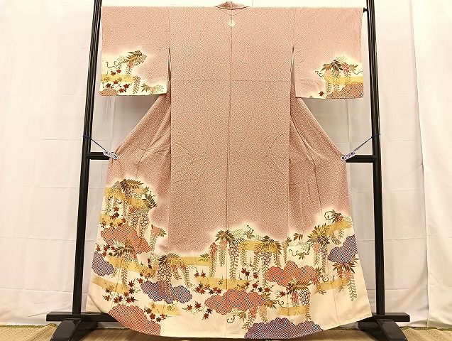 平和屋着物□訪問着 総刺繍 エ霞菊花文 暈し染め 金糸