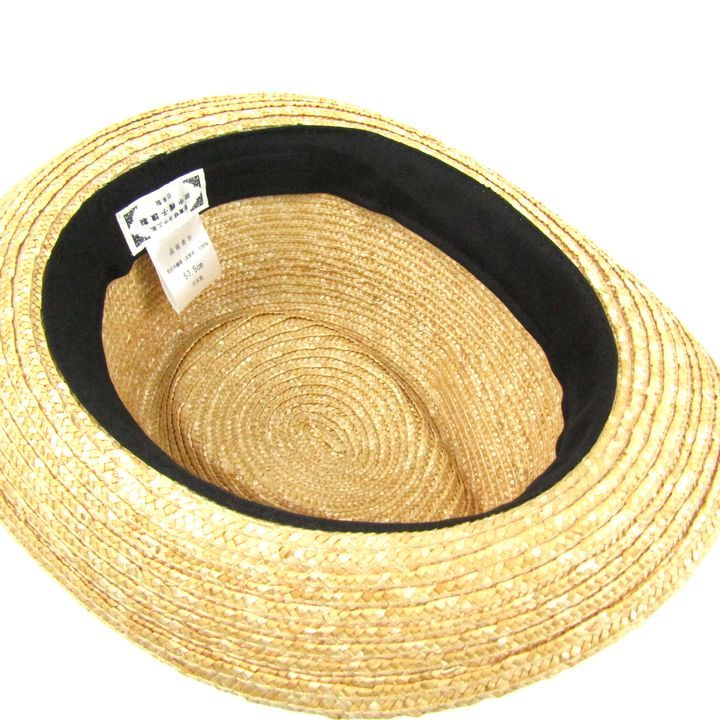 田中帽子 ペーパーハット 麦わら帽子 日本製 ブランド レディース メンズ 57.5cmサイズ ベージュ HAT 【中古】