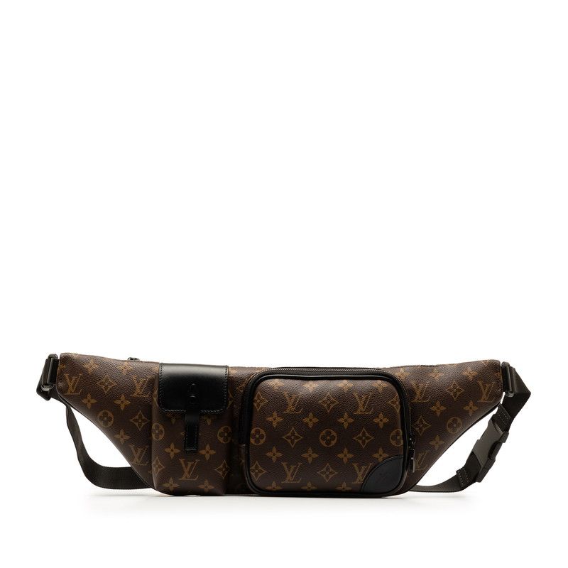 ルイ ヴィトン モノグラム マカサー クリストファー バムバッグ M45337 ブラウン ブラック PVC レザー メンズ LOUIS VUITTON 228-48080