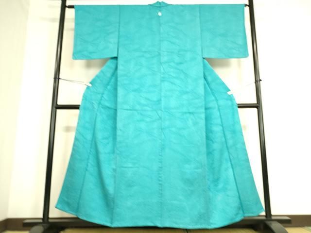 平和屋着物▽上質な色無地　単衣　零れ松葉地紋　浅葱色　正絹　逸品　DAAS0770az 平和屋着物▽上質な色無地 単衣 零れ松葉地紋 浅葱色 正絹 逸品