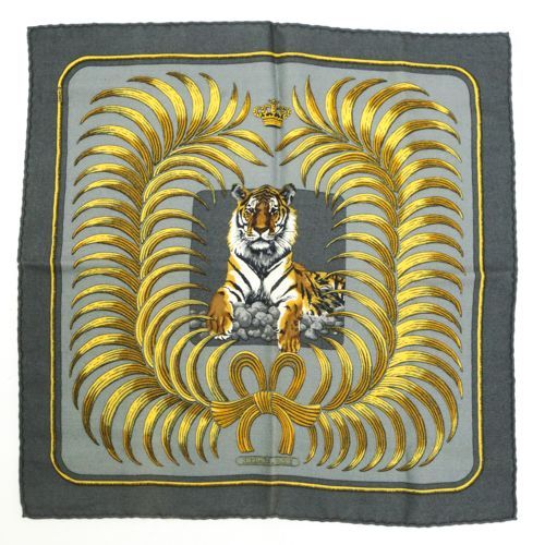 エルメス HERMES スカーフ カレ45 プチカレ カシミヤ シルク TIGER