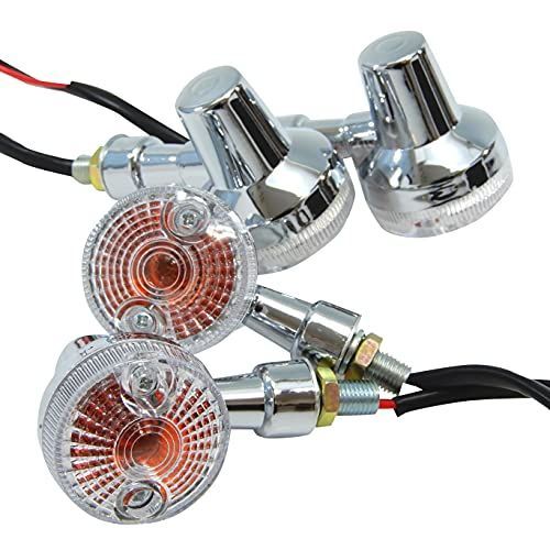 クリア x メッキ Ager ウインカー バイク 小型 ミニ 丸型 汎用 交換 12V 10W 4個セット クリア x メッキ