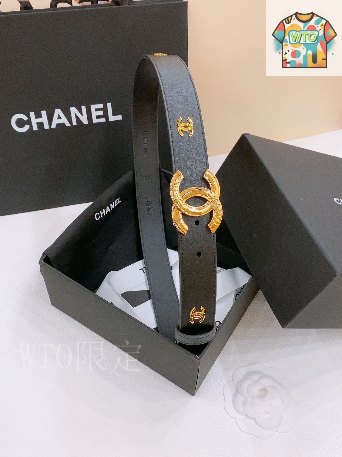 希少CHANEL ノベルティ海外限定のブラック バレッタ文字ゴールド 642414421287_99552362201894336