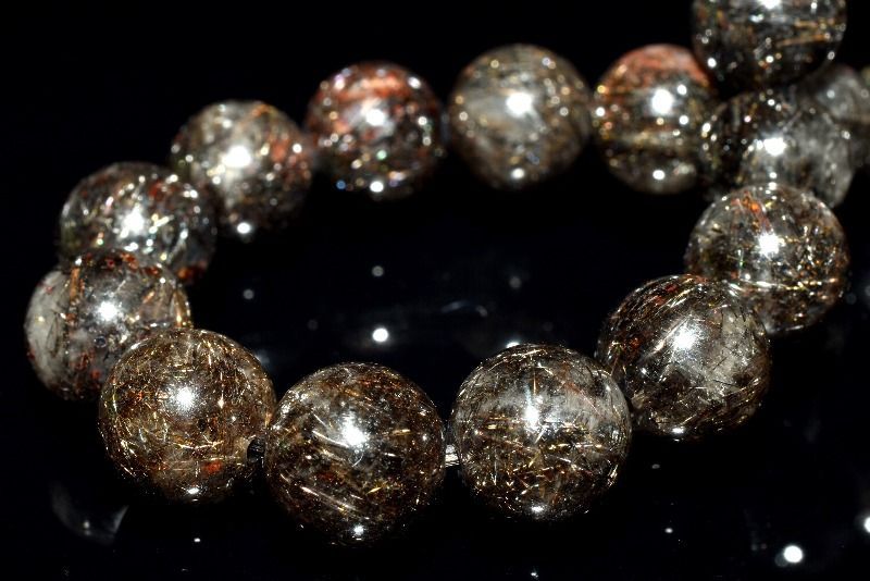 １点物 満杯内包 ブラックブロンズルチルクォーツ 8.5mm ブレスレット パワーストーン 天然石 _MB236