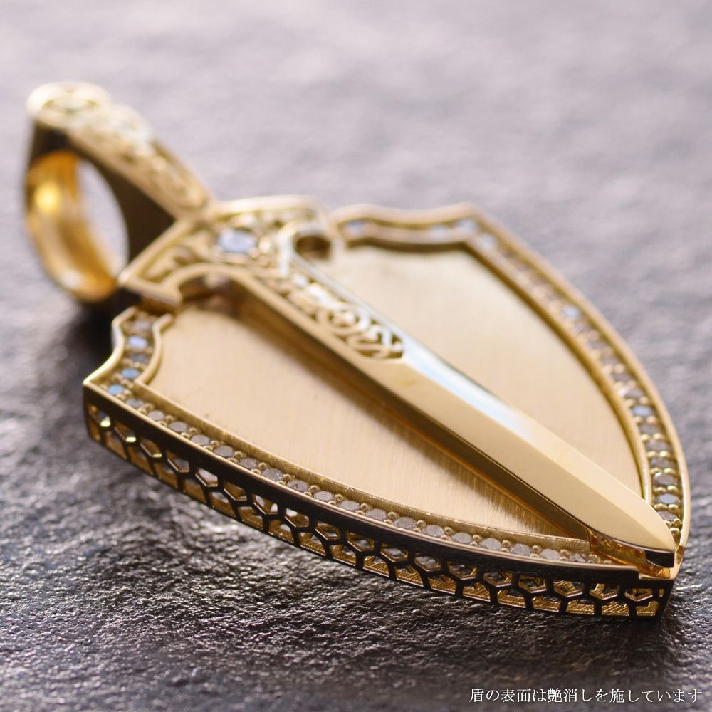 ペンダントトップ メンズ 18金 K18 ゴールド ダイヤモンド シールド