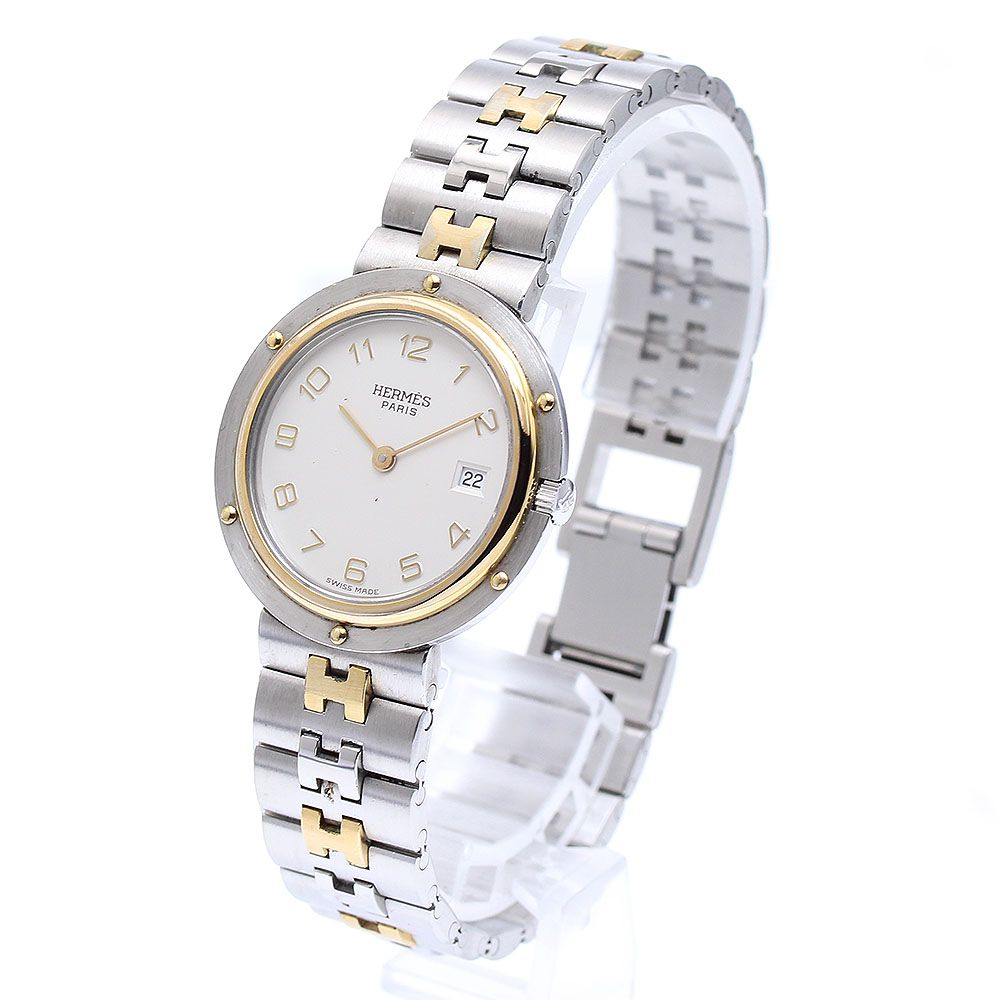 エルメス HERMES オリンピア デイト クォーツ ボーイズ保証書付き_  