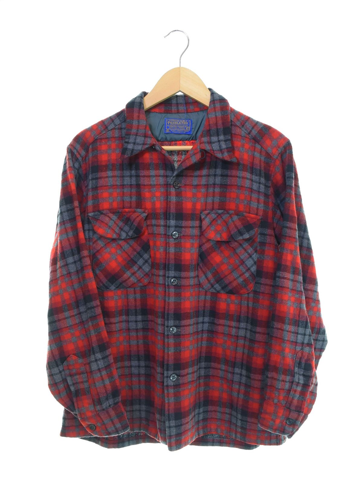 ペンドルトン PENDLETON 70s ボードシャツ Made in USA 70 s ウールシャツ オープンカラー 開襟 長袖シャツ レッド Lサイズ 103MT-3025