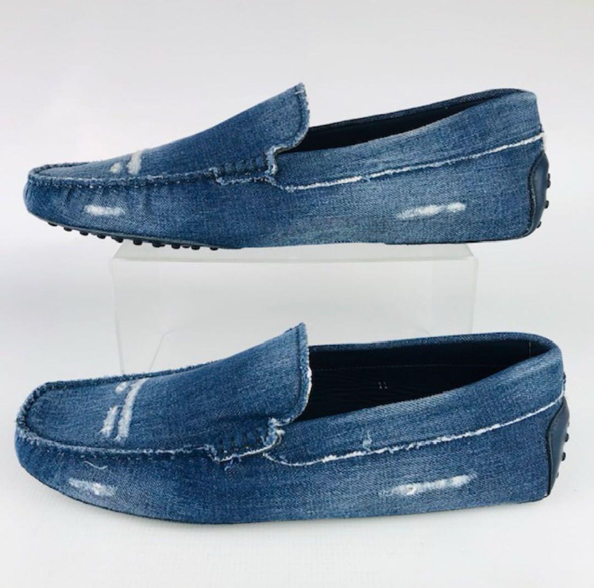 新品未使用☆TOD'S☆トッズ・メンズ レザー ダメージ加工デニム地