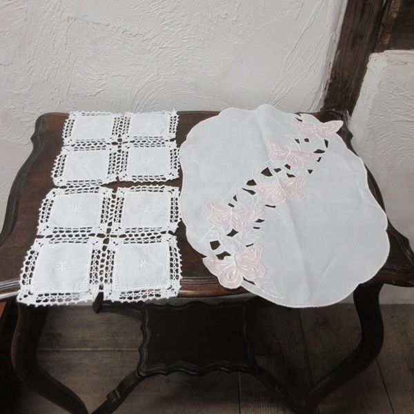 イギリス アンティーク テーブルリネン テーブルクロス 3枚セット 敷物