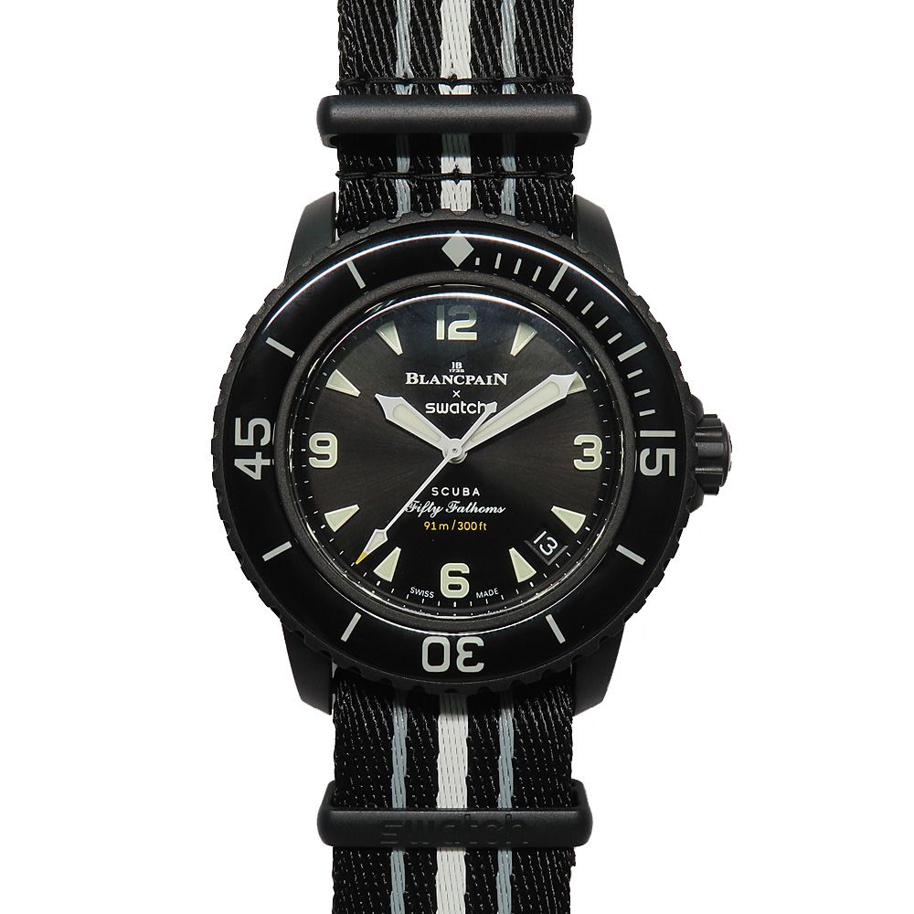 名古屋 ブランパン×スウォッチ スクーバ フィフティファゾムス OCEAN OF STORMS SO35B400 自動巻 腕時計