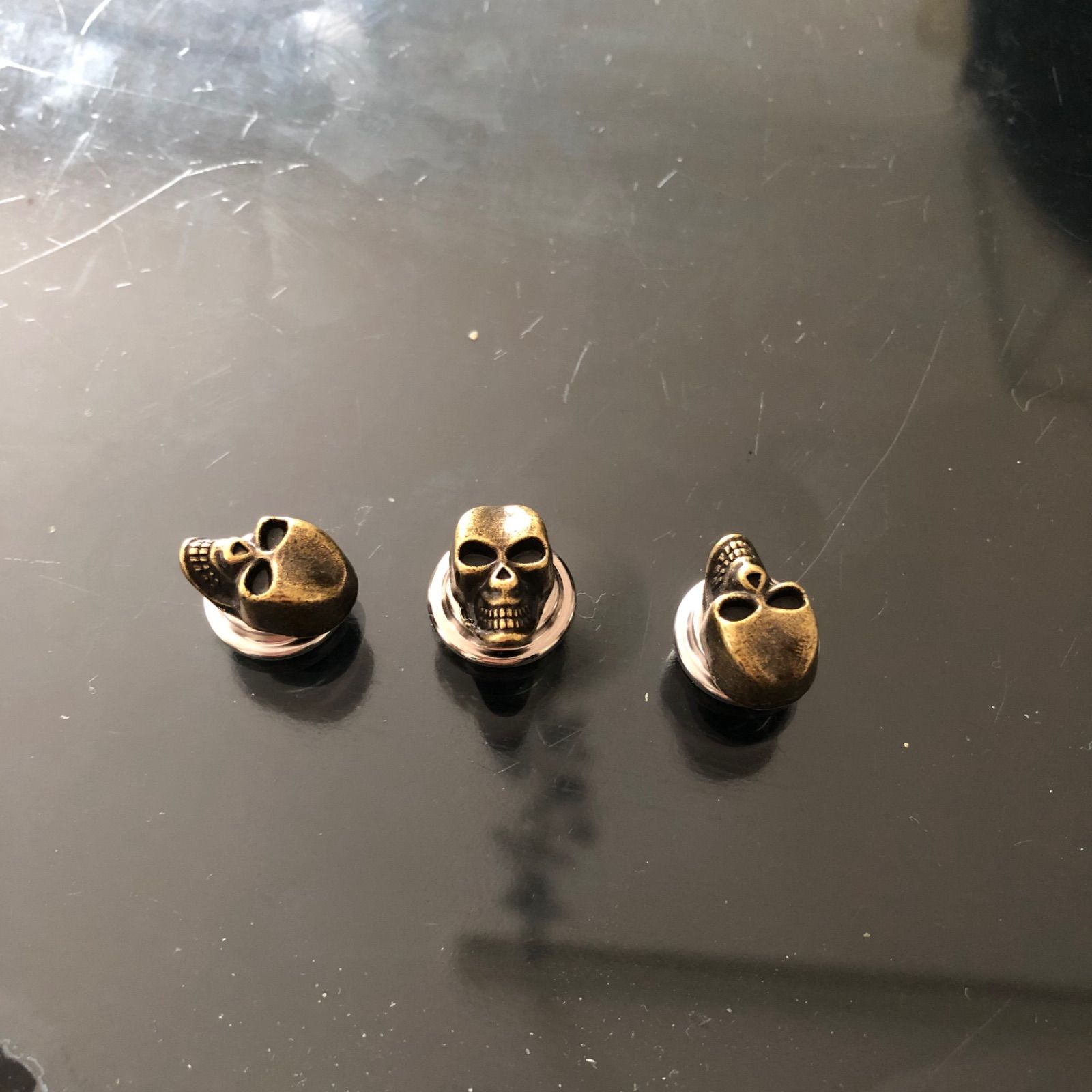 ヘルメット アクセサリー スカル 真鍮 オリジナル ボタン ジャンパー