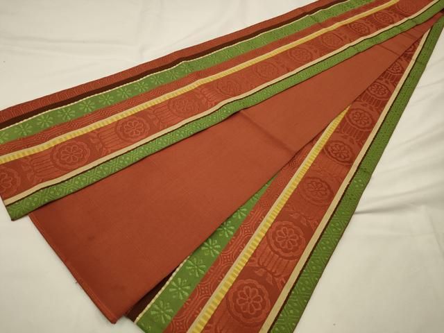 美品　本場筑前博多織　半幅帯　花間道　正絹　逸品 平和屋着物◎本場筑前博多織 半幅帯 花間道 証紙付き 正絹 逸品