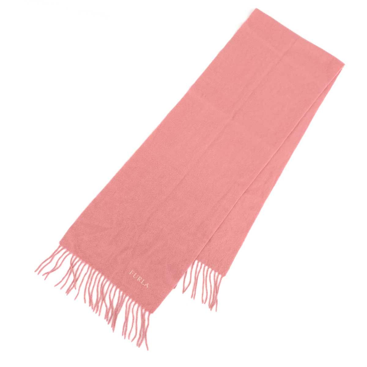 美品 FURLA フルラ カシミヤ マフラー ロゴ刺繍 マゼンダ パープルピンク FURLA フルラ マフラー ピンク ロゴ刺繍 カシミヤ100% レディース