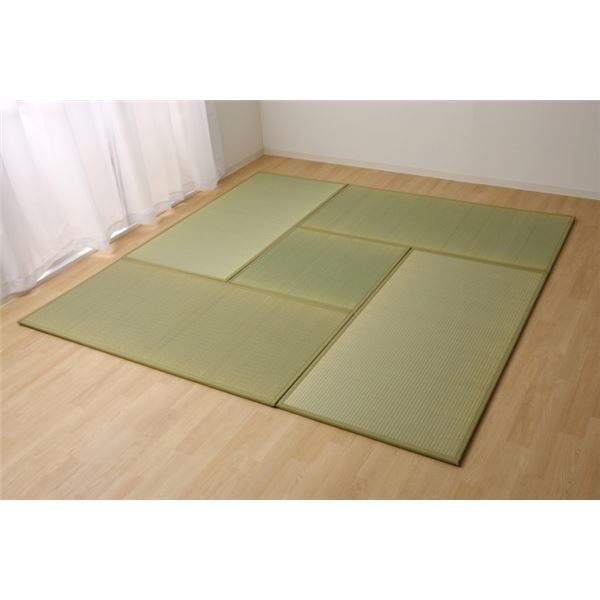 日本製 い草 置き畳|ユニット畳 ナチュラル 4.5畳セット 82×164cm4枚＋82×82cm1枚 軽量 抗菌 防臭 連結ジョイント付 代引不可