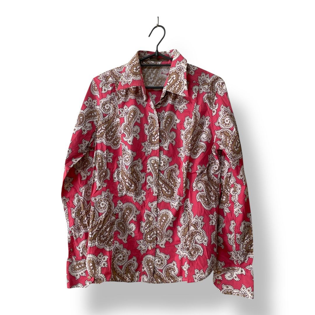 【大きいサイズ】 エトロ リネンシャツ ペイズリー 総柄 サイズ46 ETRO/エトロ リネン 総柄シャツ 13年？ Made in ITALY (USED) |