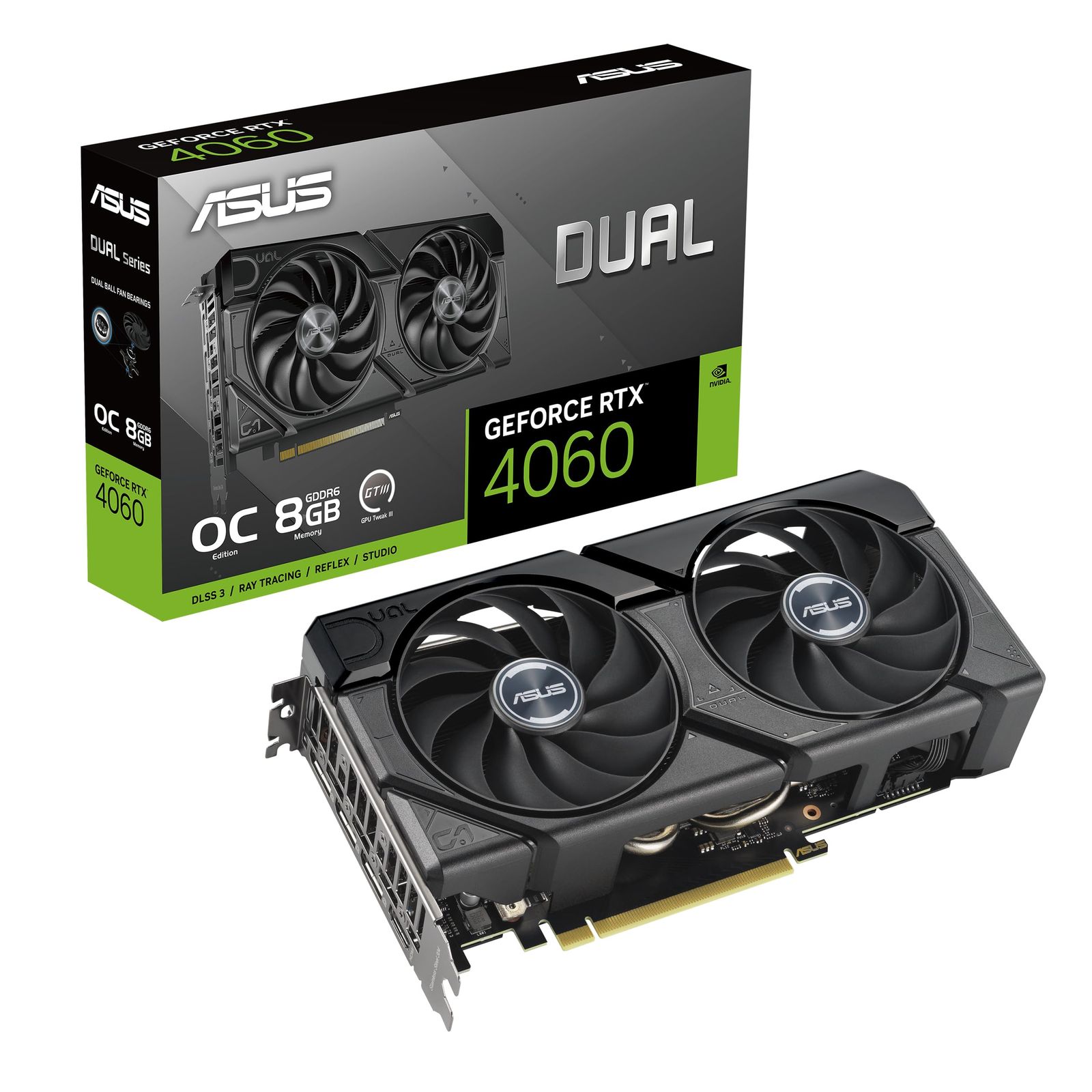 ASUS Dual GeForce RTX 4060 EVO OC Edition 8GB GDDR6 2つの強力な Axial-tech ファン/DUAL-RTX4060-O8G-EVO 国内正規代理店品 
