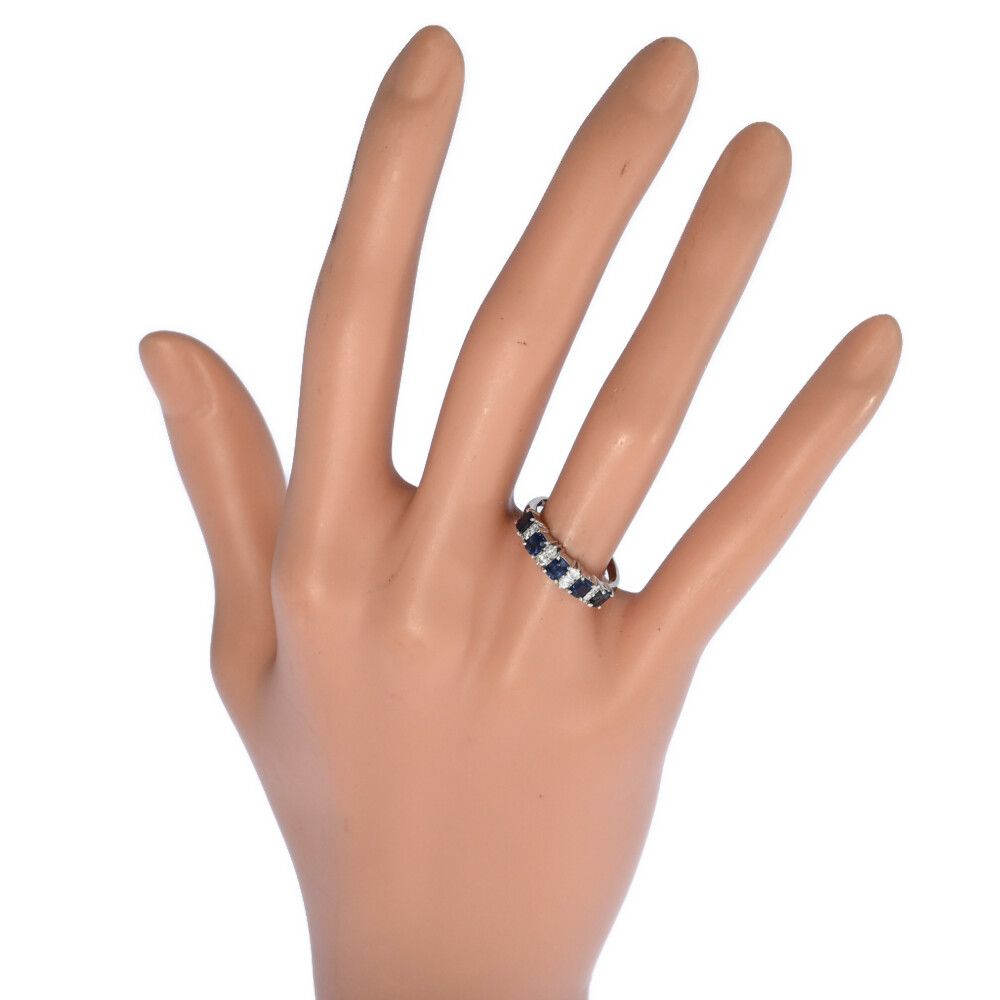 SA0.8ct|FD 0.15ct|サファイア･ダイヤモンドリング･指輪|Pt900-2.9g|11号|