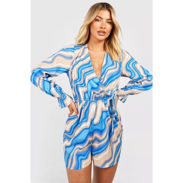 【送料無料】 インフルエンス レディース ワンピース トップス Wrp Ls Plyst Ld99 Blue