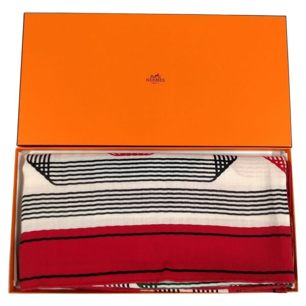 HERMES エルメス カシミア シルク スカーフ カレジェアン140 RUBANS 正規品 / 34796