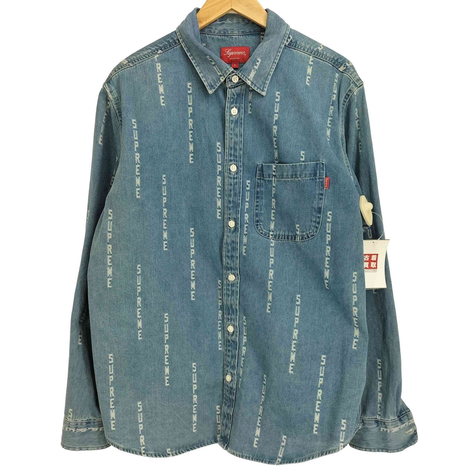 シュプリーム Supreme 20AW Logo Stripe Jacquard Denim Shirt  メンズ import：L 
