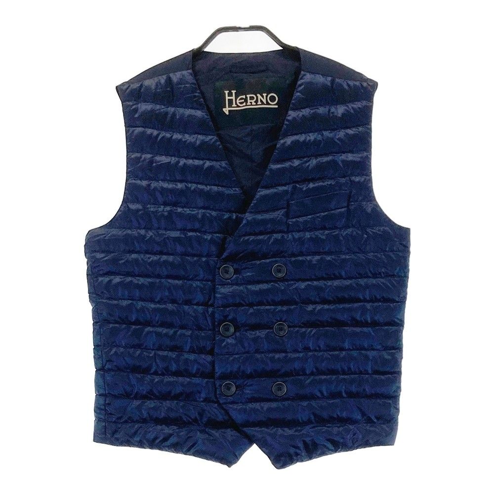HERNO ヘルノ　ダウンベスト　ダブルブレスト　ダウンジレ　ネイビー　48 HERNO ヘルノ ダウンベスト ダウンジレ スーツ インナー 防寒