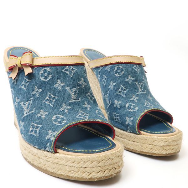 【Louis Vuitton】モノグラム デニム ウェッジソール サンダル LOUIS VUITTON モノグラムデニム ウェッジソール サンダル 36