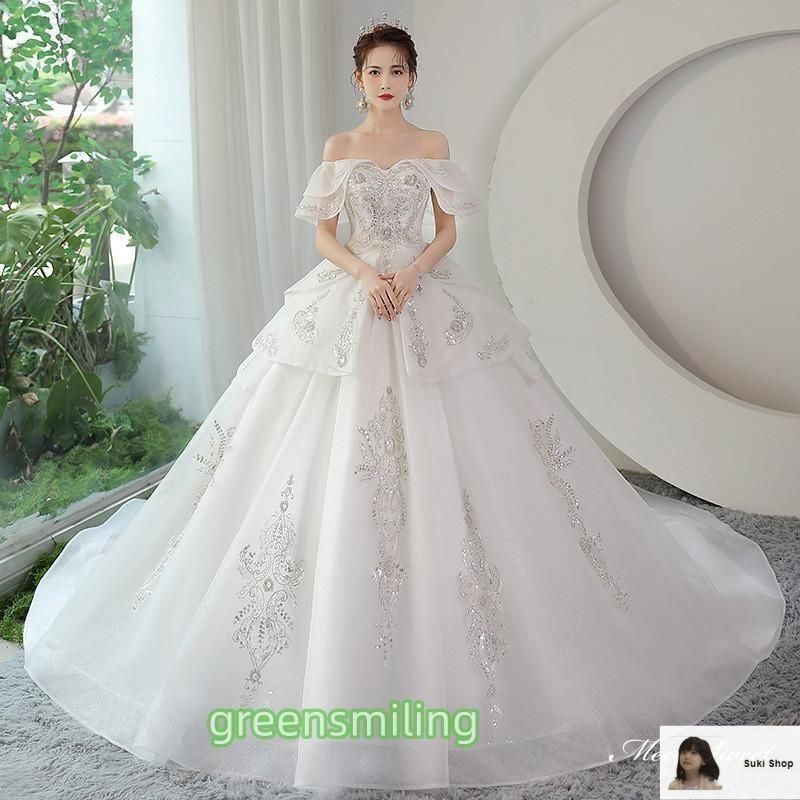 ウェディングドレス ロングドレス プリンセスドレス プリンセスライン