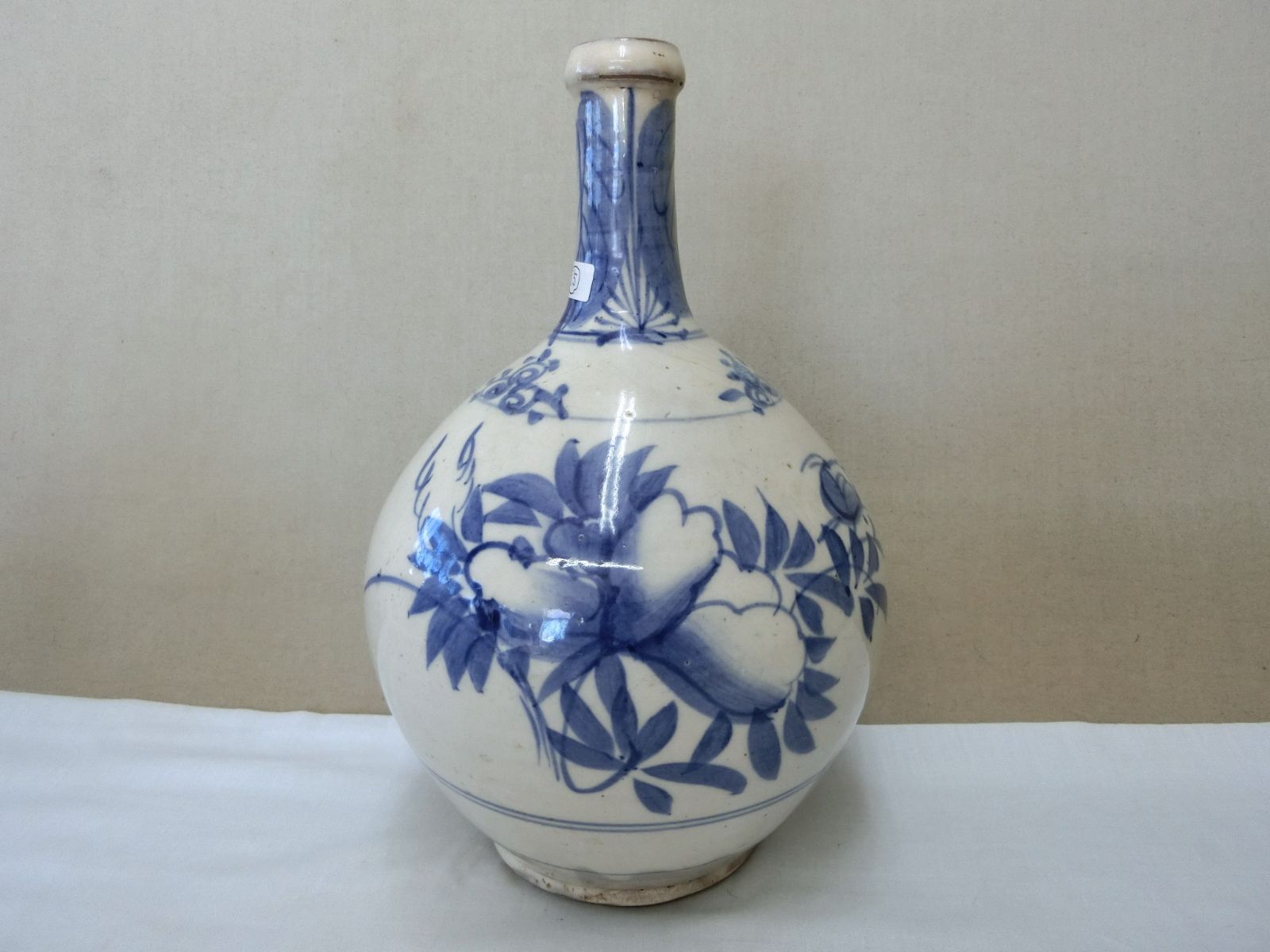 徳利 会津本郷 染付牡丹文・35・鑑賞】骨董 酒器 陶磁器