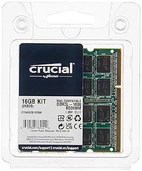 Crucial [Micron製Crucialブランド] DDR3 1600 MT/s PC3-12800 16GB kit 8GBx2 CL11 SODIMM 204pin 1.35V/1.5V for Mac CT2K8G3S160BM