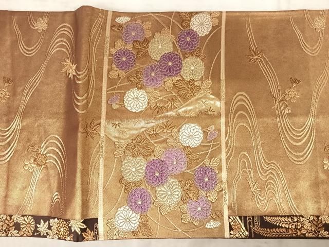 正絹 袋帯 じゅらく謹製 帝王紫 唐織 六通柄 平和屋着物□京の