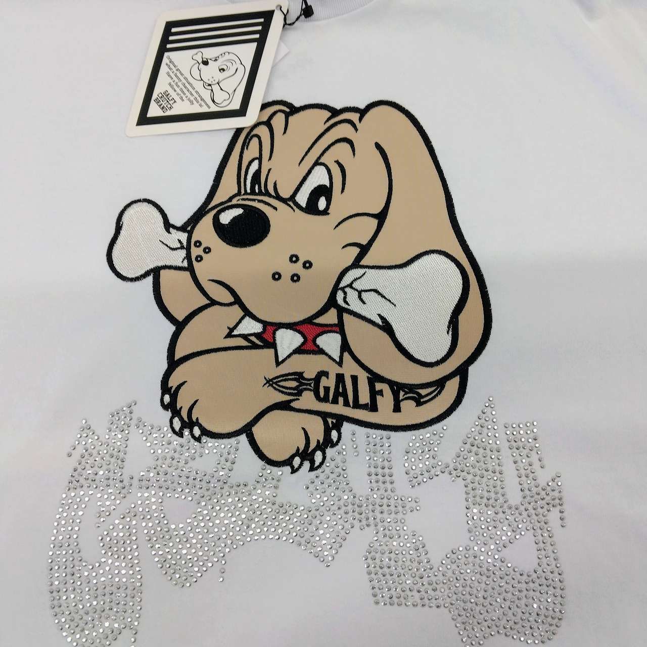 GALFY ガルフィー ラインストーン半袖Tシャツ グレー 中型犬サイズ