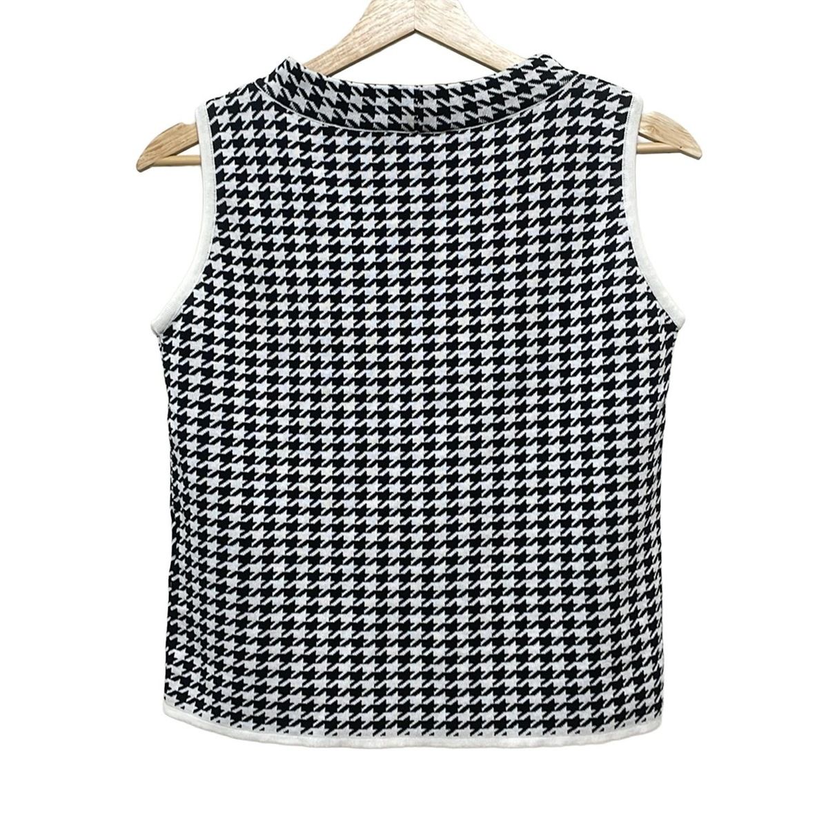 Max Mara マックスマーラ ノースリーブセーター サイズS レディース - 白×黒 千鳥格子柄