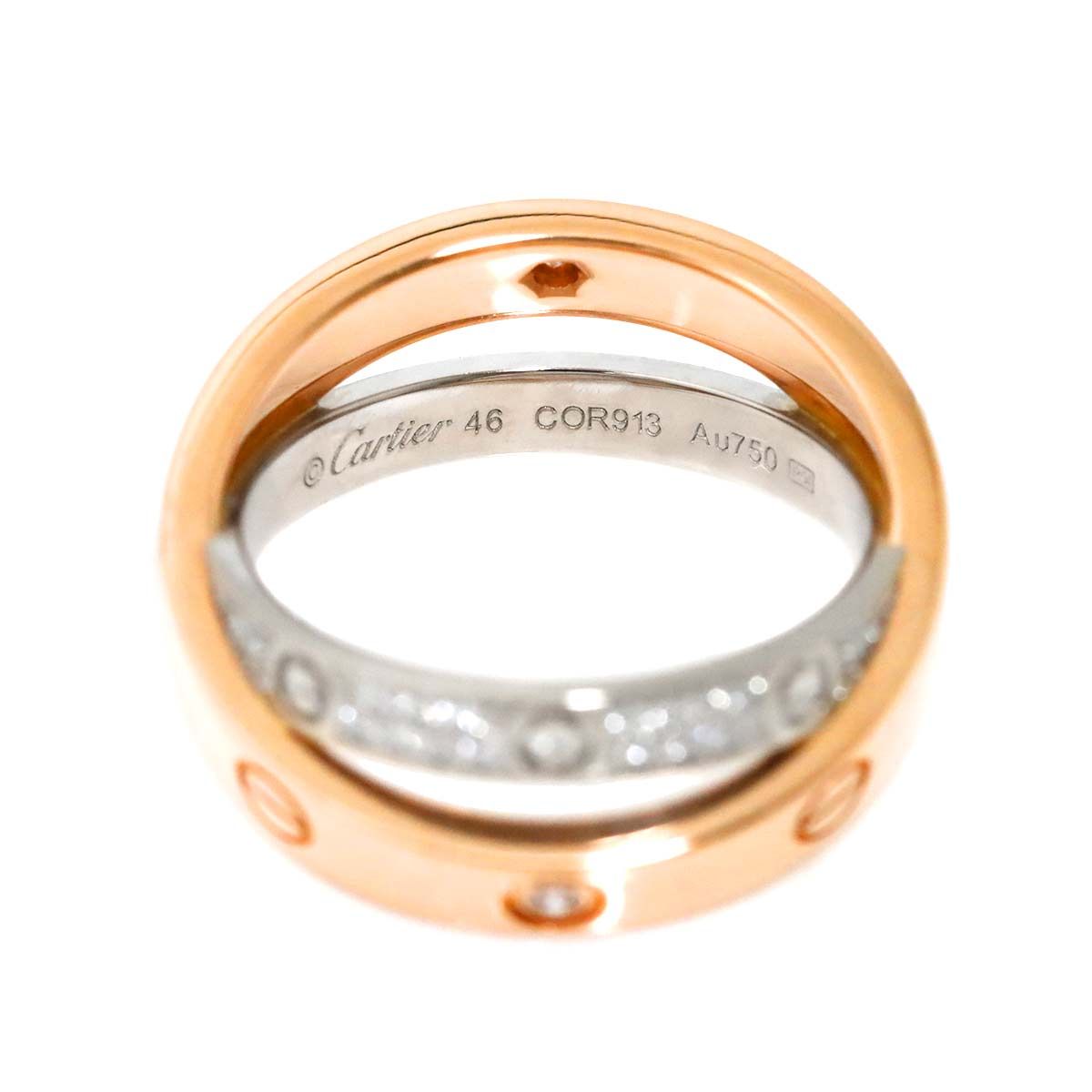 カルティエ Cartier ビーラブ #46 リング パヴェ ダイヤ K18 WG PG