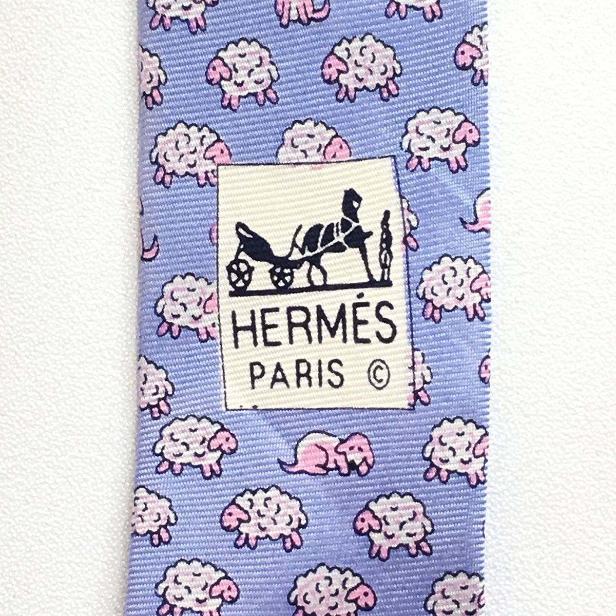 美品 エルメス HERMES ネクタイ シルク100% フランス製 ブルー
