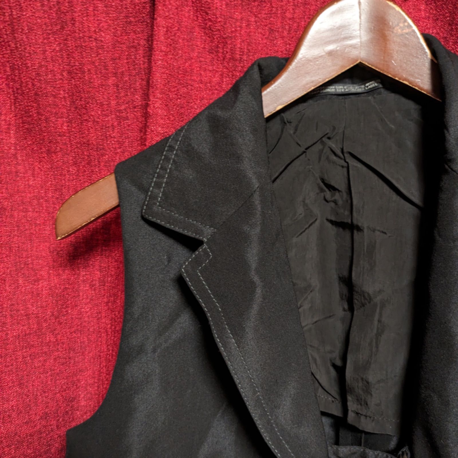 y's ワイズ 襟付きベスト ジレ F フリーサイズ 黒 ブラック ヨウジ